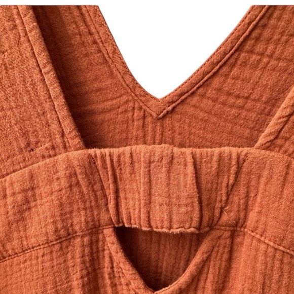 Madewell Lightspun V-Neck Midi Dress in Burnt Clay Size Large - Picture 7 of 13